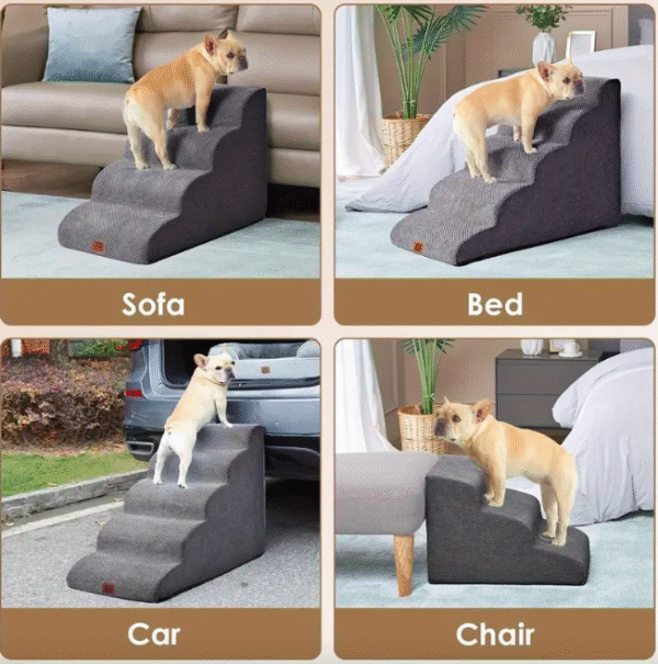 Non Slip Dog Stairs - Grey - Image 3