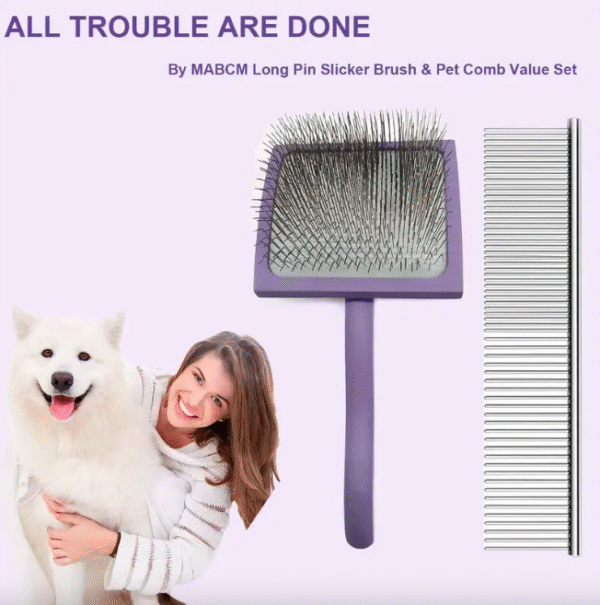 2-Piece Self-Cleaning Pet Grooming Brush Set - Image 4